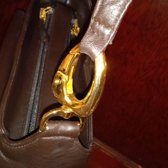 Studio Works shoulder bag magnetic closures zip top pockets brown - Picture 4 of 7